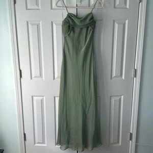 BETSY & ADAM Green and Red Iridescent Flowy Maxi Dress
